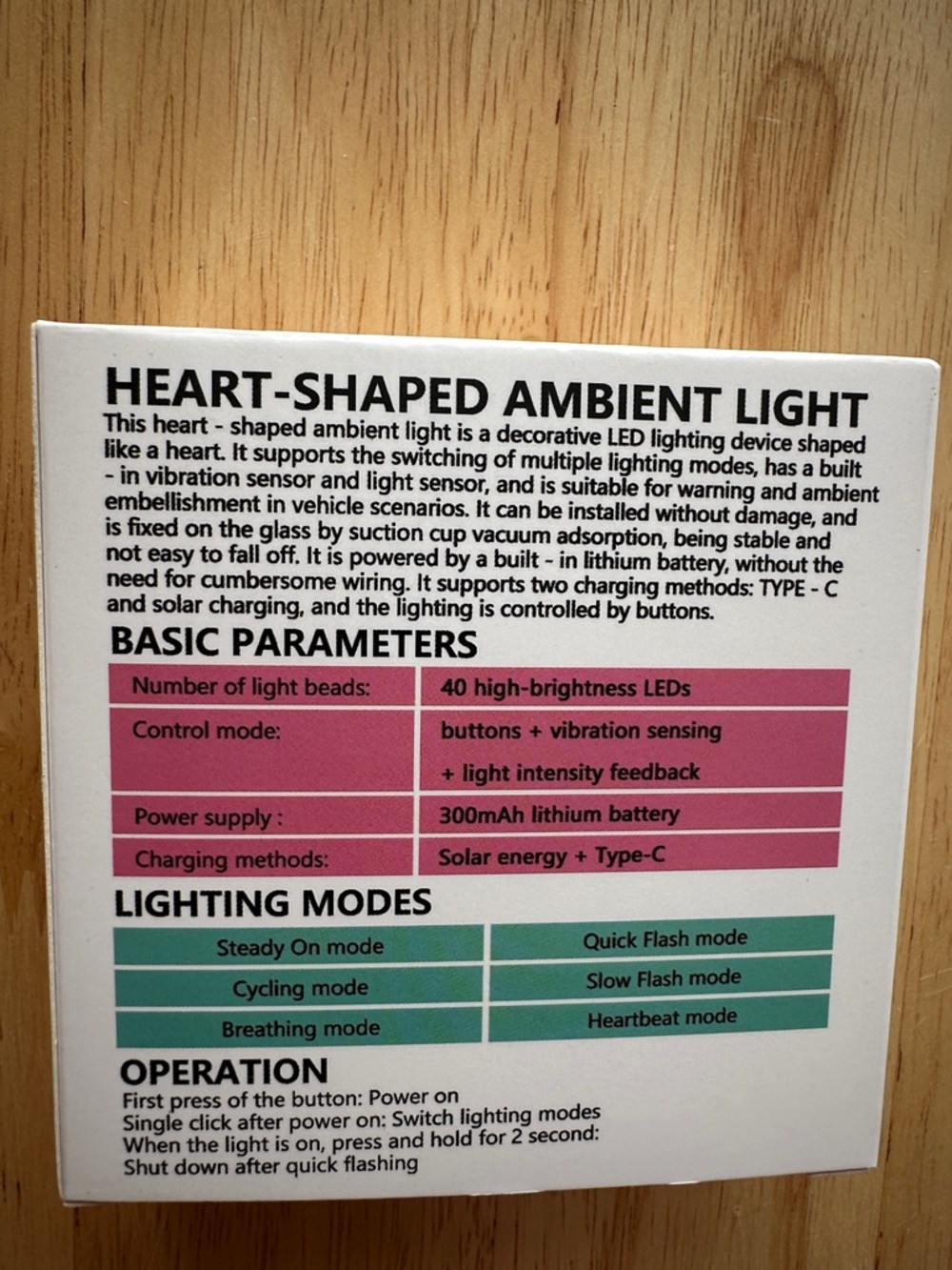Heart-Shaped Ambient Light - Pink LED Car Accent - Picture 2 of 4